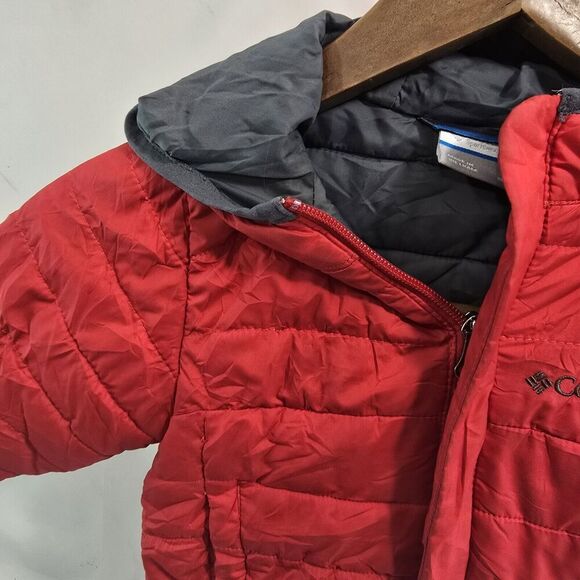 Columbia Jacket Boys 2T Red Coat Youth Powder Light Puffer Hooded Synthetic - Picture 2 of 14